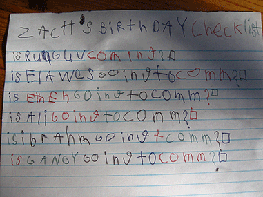 zach's bday checklist